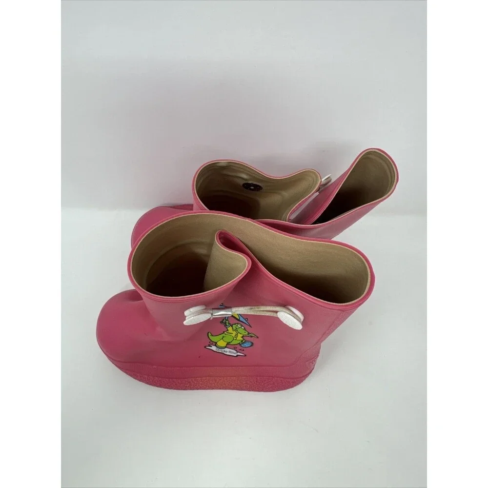 STRIDE RITE Kids Waterproof Rain Boots Toddler 8 Pink Dinosaur Water Poofs Vgt